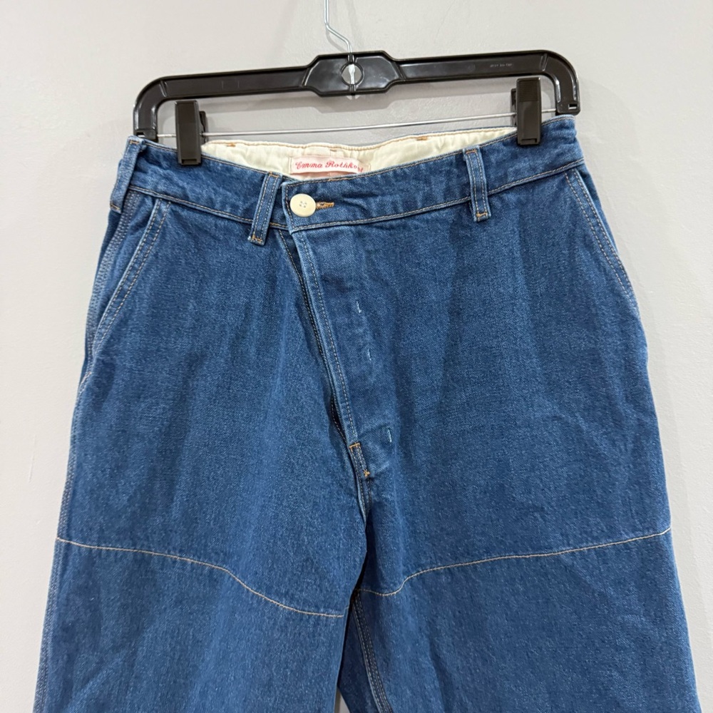Emma Rothkopf Jeans Hunting Cross Front in Blue Timp Denim - Picture 7 of 10